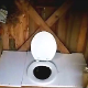 A plump girl wearing glasses with a Skrillex hairstyle records herself using an outhouse on a cold day. Shitting and pissing sounds are heard, but the acoustics are not that good in a latrine pit. Over 3 minutes.